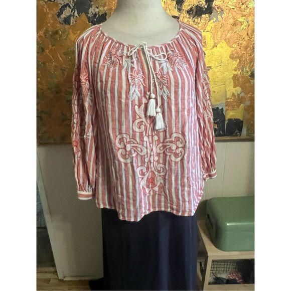 Anthropologie Akemi + Kin Audria Linen Peasant Top M - Picture 4 of 9